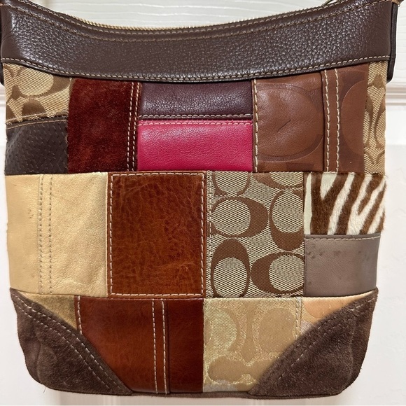 Coach Crossbody Patchwork Shoulder Bag Brown Multi - Picture 7 of 16